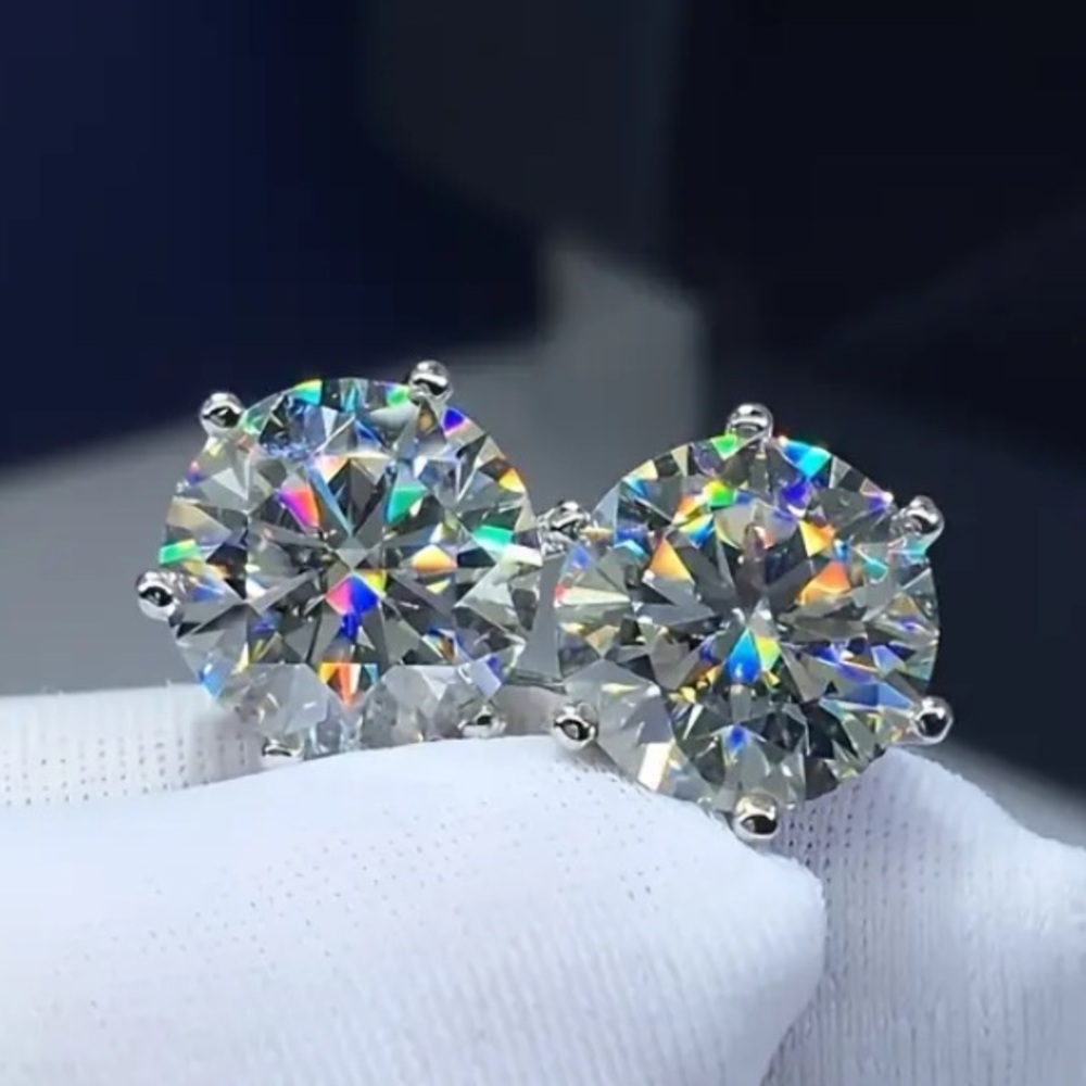 9.25 Sterling Silver & Moissanite Stud Earrings 3ct each